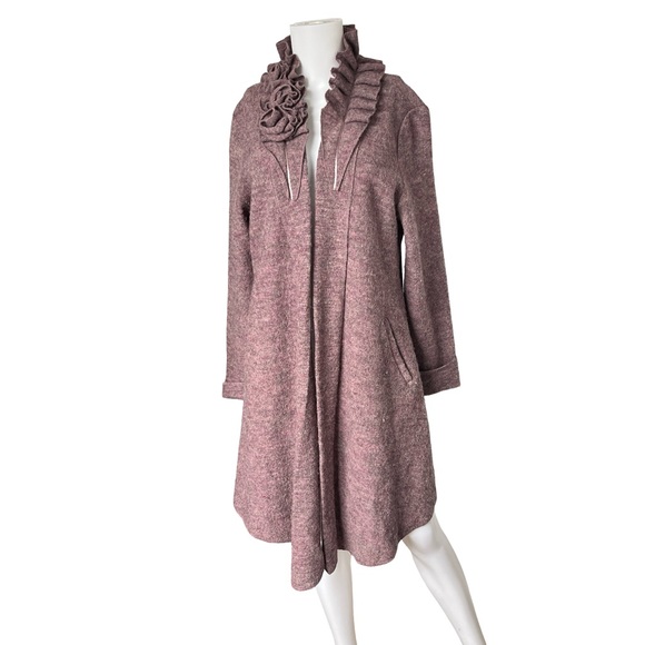 Soft Surroundings Sweaters - Soft Surroundings Wool Open Front Cardigan Sweater Knit Dusty Pink Size Large L